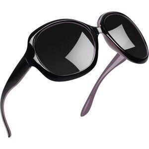 Women's Black Purple/Grey Trendy Polarized Driving Sun Glasses UV Protective
